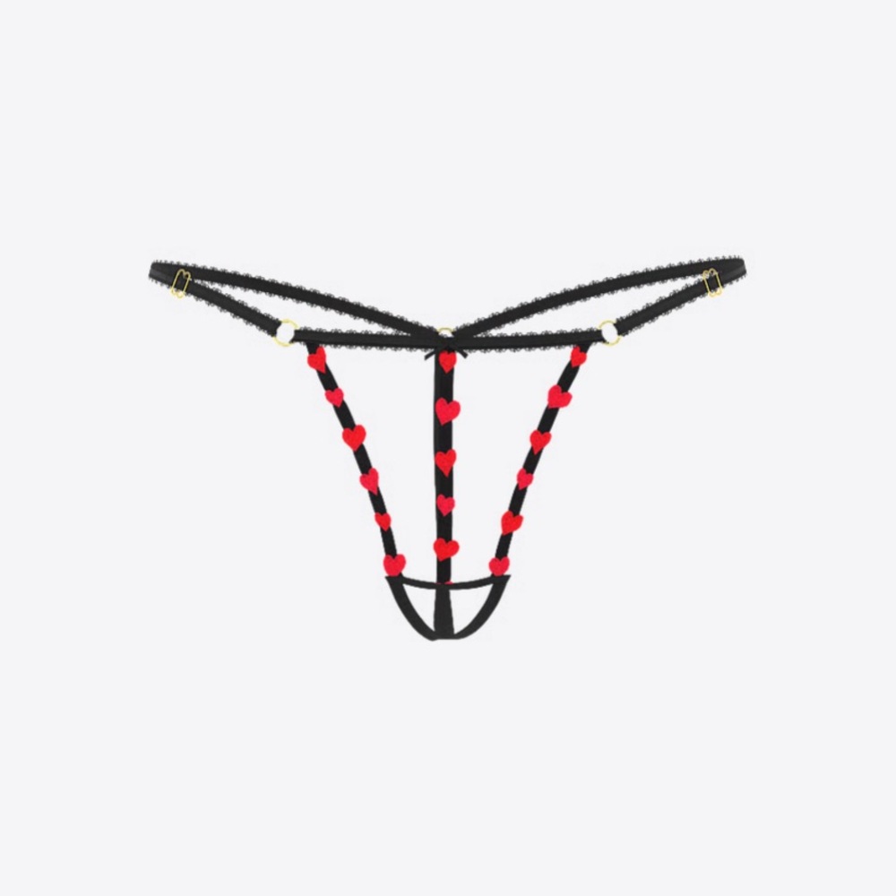 Victoria's Secret Black and Pink Heart Lingerie